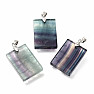 Fluorite pendant Rectangle handle silver color