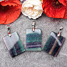 Fluorite pendant Rectangle handle silver color