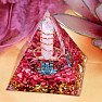 Orgonite pyramid with crystal crystal and Hamsa symbol