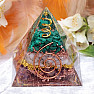 Orgonite pyramid with amethyst, malachite and crystal