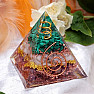 Orgonite pyramid with amethyst, malachite and crystal