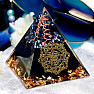 Orgonite Aqua aura pyramid with obsidian