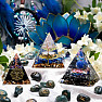 Orgonite Aqua aura pyramid with obsidian