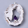 Agate drusen pendant with amethyst crystal