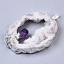 Agate drusen pendant with amethyst crystal