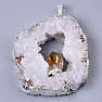 Agate drusen pendant with citrine crystal