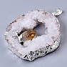 Agate drusen pendant with citrine crystal