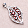 Silver pendant with garnet and zircons in the shape of a leaf Ag 925 019981 GT