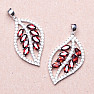 Silver pendant with garnet and zircons in the shape of a leaf Ag 925 019981 GT