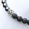 Lava stone and hematite bracelet with Tibetan pattern