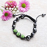 Shamballa hematite bracelet with green beads