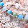 Hemimorphite with hematite beaded bracelet