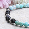 Hemimorphite luxury beaded bracelet with lava