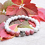 Howlite white and rhodonite with owl bracelet RB Design 34