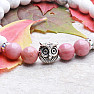 Howlite white and rhodonite with owl bracelet RB Design 34