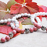 Howlite white and rhodonite with owl bracelet RB Design 34