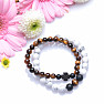 Set of two bracelets made of tiger eye and white howlite