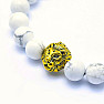 Howlit white beaded bracelet with a lion's head