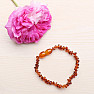 Amber beads bracelet for children color cognac