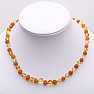 Amber necklace polished baroque in the color of lemon and cognac