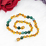 Amber beads for children with amazonite, malachite and jadeite