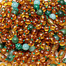 Amber beads for children with amazonite, malachite and jadeite