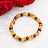 Natural amber bracelet with multicolor polished beads