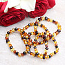 Natural amber bracelet with multicolor polished beads