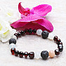 Amber bracelet with moonstone, agate and lava stones