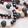 Amber bracelet with moonstone, agate and lava stones