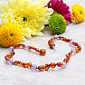 Cognac colored amber beads with amethyst for children