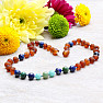 Cognac-colored amber beads with lapis lazuli, amazonite and jadeite for children