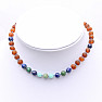 Cognac-colored amber beads with lapis lazuli, amazonite and jadeite for children