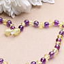 Amber beads for children polished lemon color with amethyst