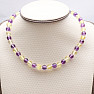 Amber beads for children polished lemon color with amethyst