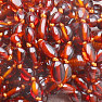 Amber beads for children polished beans in the color of cognac