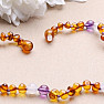 Amber beads for children polished cognac with amethyst and agate