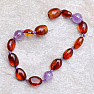 Cognac amber bracelet with amethyst for children