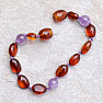 Cognac amber bracelet with amethyst for children