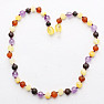 Amber multicolor beads for children with amethyst