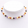 Amber multicolor beads for children with amethyst