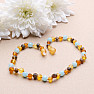 Amber beads for children satin multicolor with aquamarine A quality