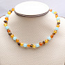 Amber beads for children satin multicolor with aquamarine A quality