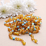 Amber beads for children satin cognac with aquamarine