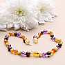 Amber beads for children satin multicolor with amethyst A quality