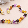 Amber beads for children satin multicolor with amethyst A quality