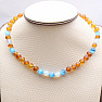 Amber beads for children satin in the color of cognac with ulexite and opalite