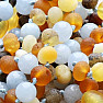 Amber beads for children with aquamarine