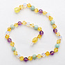 Amber beads for children with amethyst, amazonite and opalite