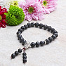 Lava Stone Buddha Mala Bracelet with Black Agate